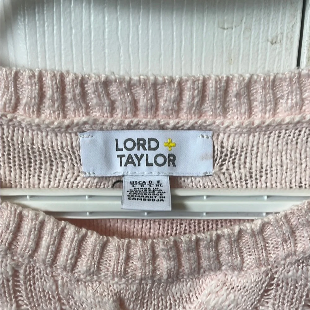 Lord + Taylor Pink Cable Knit Sweater - Picture 2 of 5